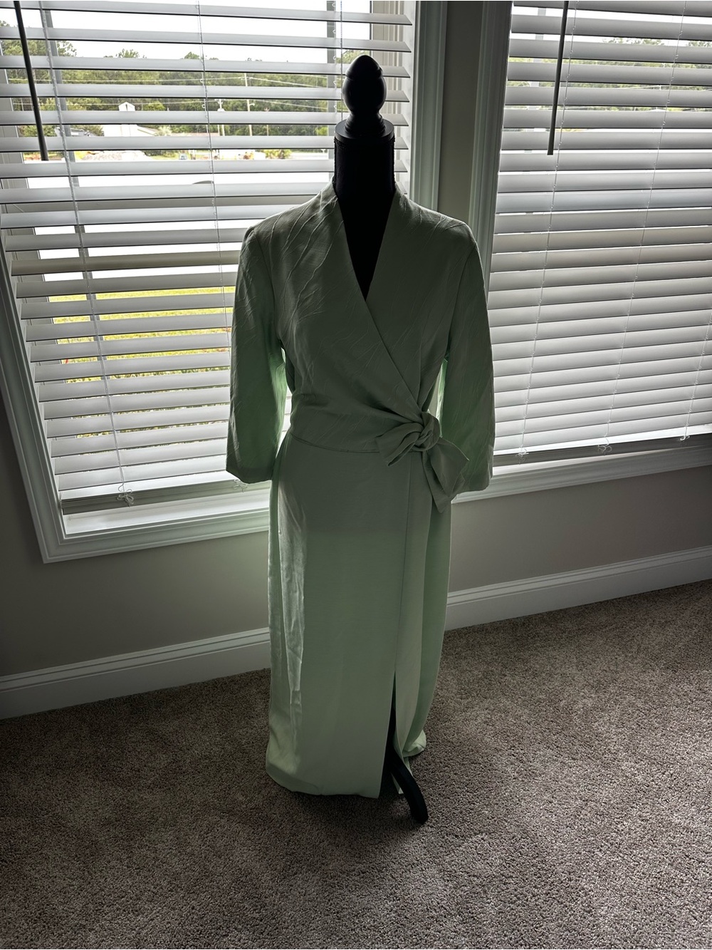 AGB Byers Soft Mint Gown with Wrap Waist Tie, Maxi, Size 12 (NEW) - Picture 4 of 7